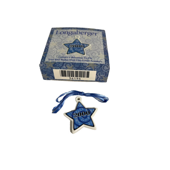 2000 Longaberger Century Celebration Blue Star Ceramic Tie-On 36196 - Picture 1 of 3
